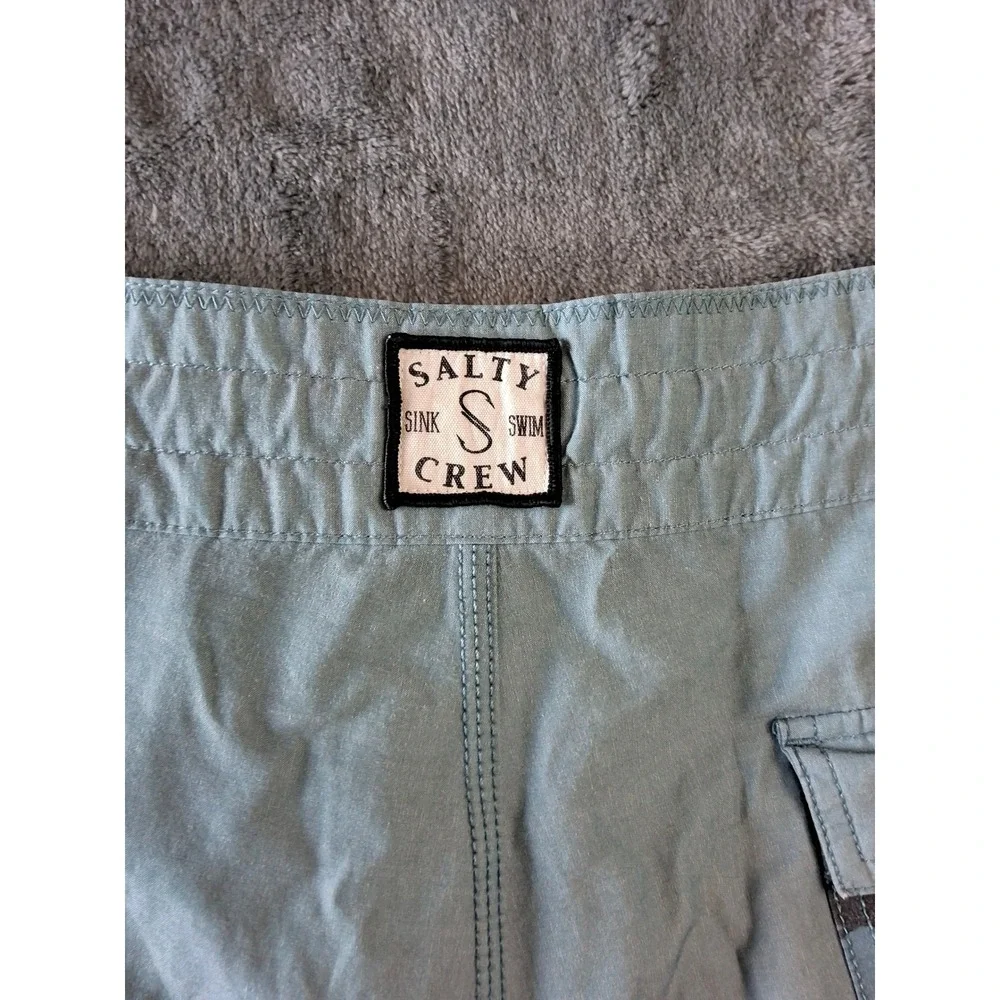 Salty Crew Mens Board Shorts Size 32 Tiger Camo Colorblock Blue Grey Swim Trunks